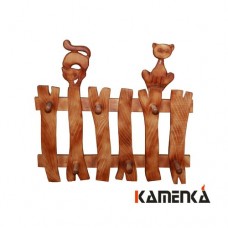 Вешалка Кот на заборе кавказская липа тонированная